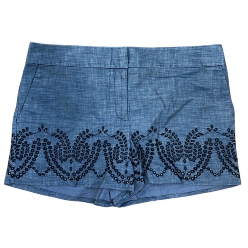 LOFT CHAMBRAY EMBROIDERED RIVIERA SHORTS 14